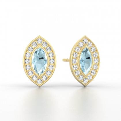 Gabrielle Boucles d'oreilles Marquises Aigue-marine en Or jaune 18k