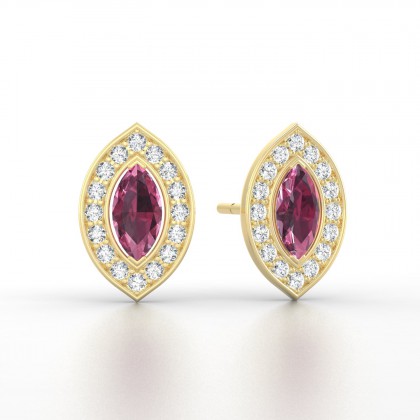 Gabrielle Boucles d'oreilles Marquises Grenat en Or jaune 18k