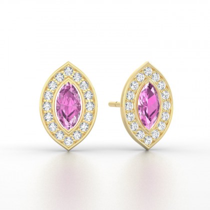 Gabrielle Boucles d'oreilles Marquises Saphir rose en Or jaune 18k