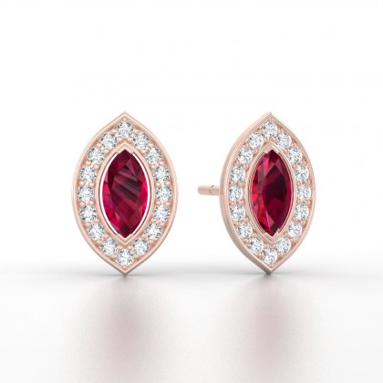 Gabrielle Boucles d'oreilles Marquises Rubis en Or rose 18k