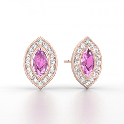 Gabrielle Boucles d'oreilles Marquises Saphir rose en Or rose 18k