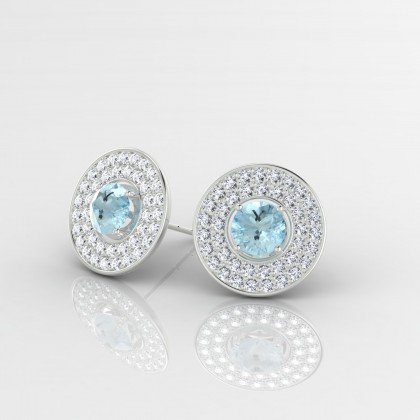 Galaxie Boucles d'oreilles Aigue-marine en Argent 925