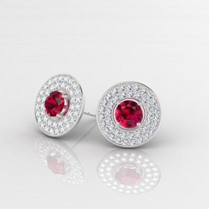Galaxie Boucles d'oreilles Rubis en Argent 925
