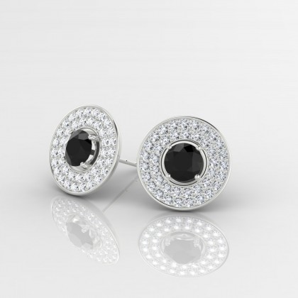 Galaxie Boucles d'oreilles Diamant noir en Or blanc 18k
