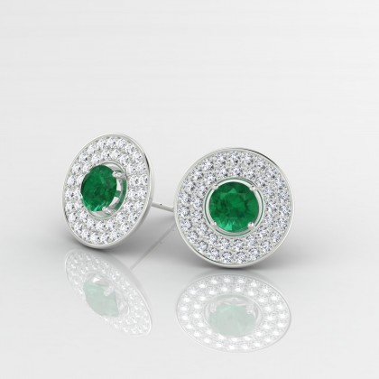 Galaxie Boucles d'oreilles Emeraude en Or blanc 18k