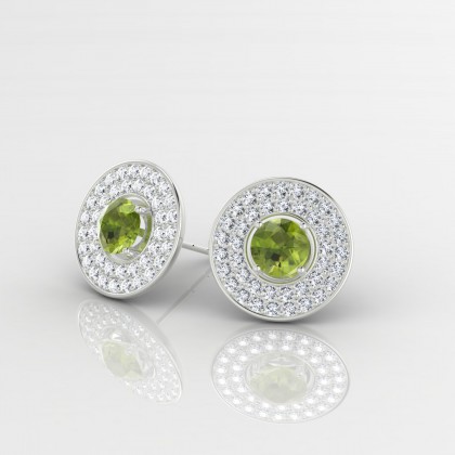 Galaxie Boucles d'oreilles Péridot en Or blanc 18k