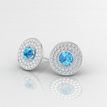 Galaxie Boucles d'oreilles Topaze en Or blanc 18k