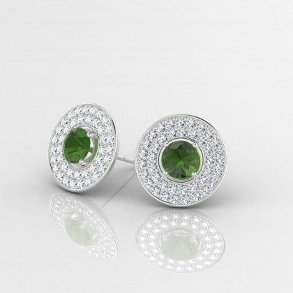 Galaxie Boucles d'oreilles Tourmaline en Or blanc 18k