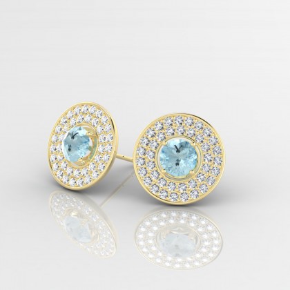 Galaxie Boucles d'oreilles Aigue-marine en Or jaune 18k
