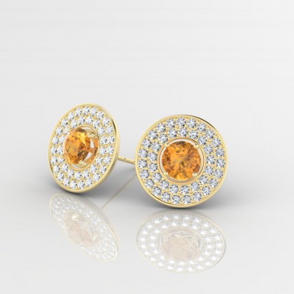 Galaxie Boucles d'oreilles Citrine en Or jaune 18k