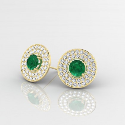 Galaxie Boucles d'oreilles Emeraude en Or jaune 18k