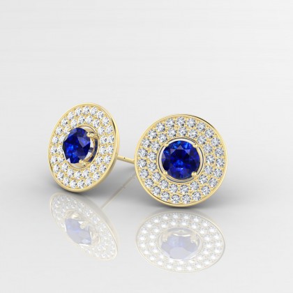 Galaxie Boucles d'oreilles Saphir en Or jaune 18k