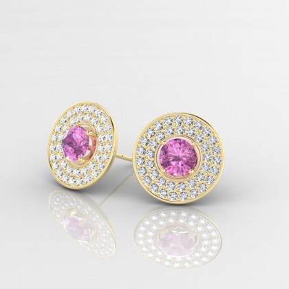 Galaxie Boucles d'oreilles Saphir rose en Or jaune 18k