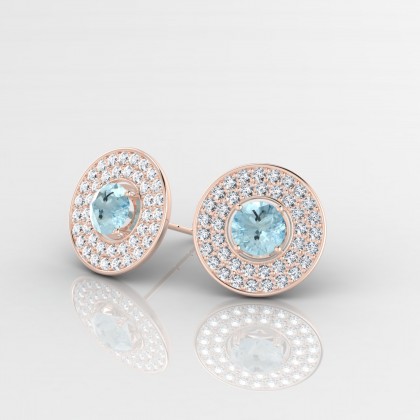 Galaxie Boucles d'oreilles Aigue-marine en Or rose 18k