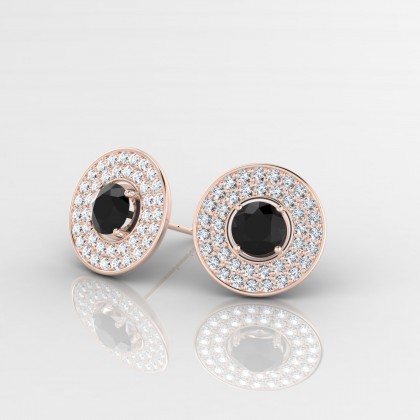 Galaxie Boucles d'oreilles Diamant noir en Or rose 18k