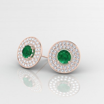Galaxie Boucles d'oreilles Emeraude en Or rose 18k