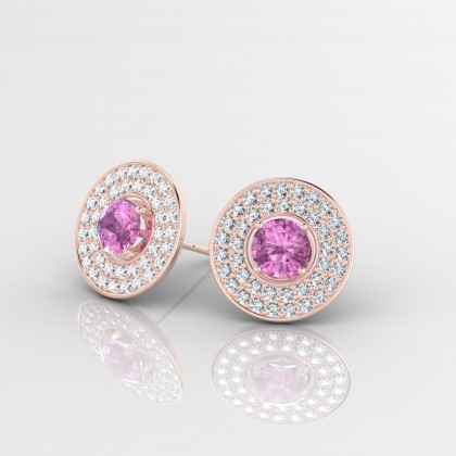 Galaxie Boucles d'oreilles Saphir rose en Or rose 18k