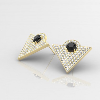 Georges Boucles d'oreilles Diamant noir en Or jaune 18k