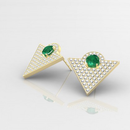 Georges Boucles d'oreilles Emeraude en Or jaune 18k
