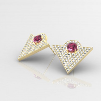 Georges Boucles d'oreilles Grenat en Or jaune 18k