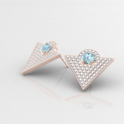 Georges Boucles d'oreilles Aigue-marine en Or rose 18k
