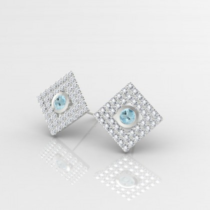 Georgette Boucles d'oreilles Aigue-marine en Argent 925