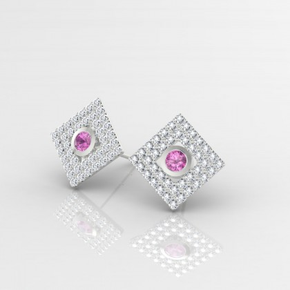 Georgette Boucles d'oreilles Saphir rose en Argent 925