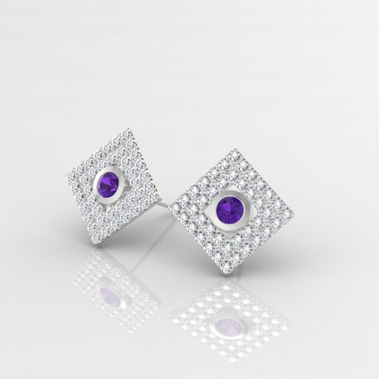 Georgette Boucles d'oreilles Améthyste en Or blanc 18k