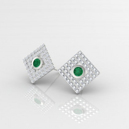 Georgette Boucles d'oreilles Emeraude en Or blanc 18k