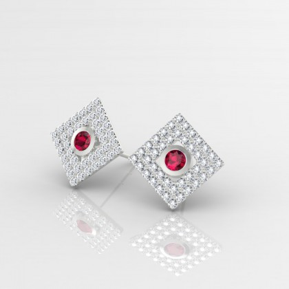 Georgette Boucles d'oreilles Rubis en Or blanc 18k