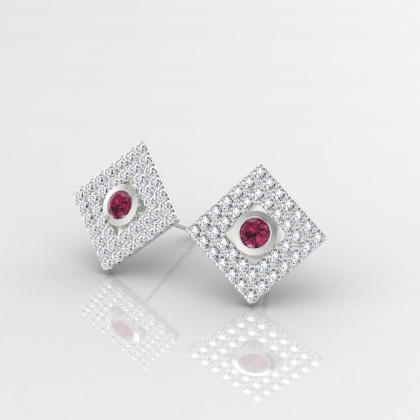 Georgette Boucles d'oreilles Grenat en Or blanc 18k
