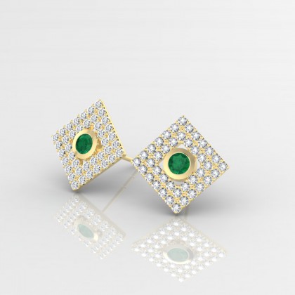 Georgette Boucles d'oreilles Emeraude en Or jaune 18k