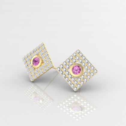 Georgette Boucles d'oreilles Saphir rose en Or jaune 18k