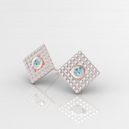 Georgette Boucles d'oreilles Aigue-marine en Or rose 18k