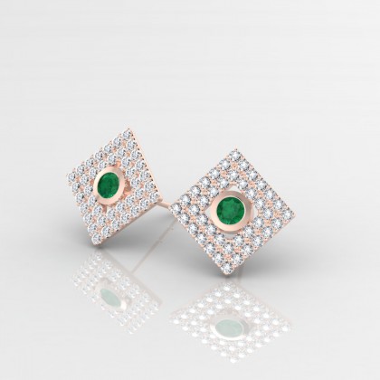 Georgette Boucles d'oreilles Emeraude en Or rose 18k