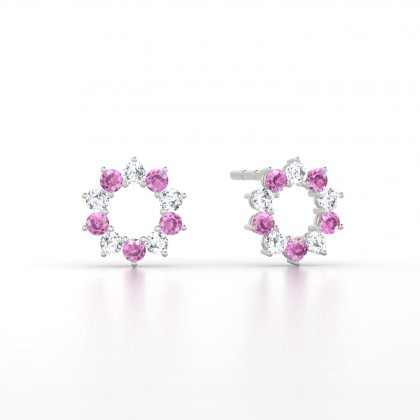 Georgia Boucles d'oreilles Saphir rose en Or blanc 18k