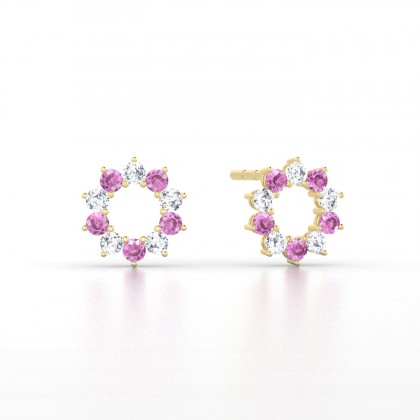Georgia Boucles d'oreilles Saphir rose en Or jaune 18k
