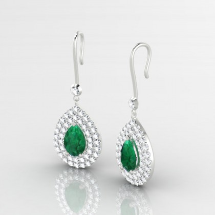 Gervaise Boucles d'oreilles Emeraude en Argent 925