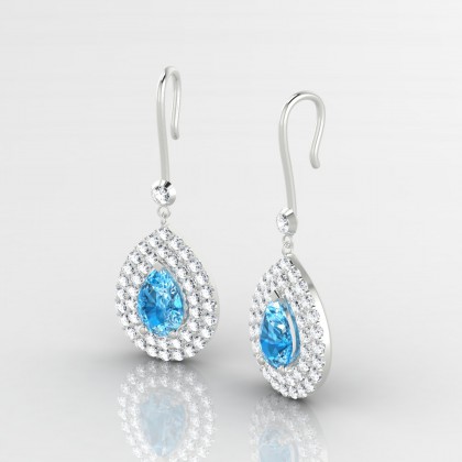 Gervaise Boucles d'oreilles Topaze en Or blanc 18k