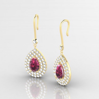 Gervaise Boucles d'oreilles Grenat en Or jaune 18k