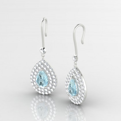 Gervaise Boucles d'oreilles Aigue-marine en Or blanc 18k