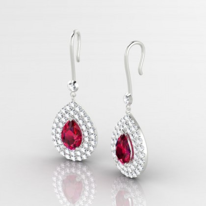 Gervaise Boucles d'oreilles Rubis en Or blanc 18k