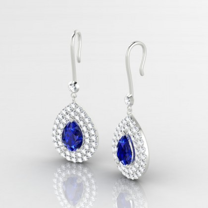 Gervaise Boucles d'oreilles Saphir en Or blanc 18k