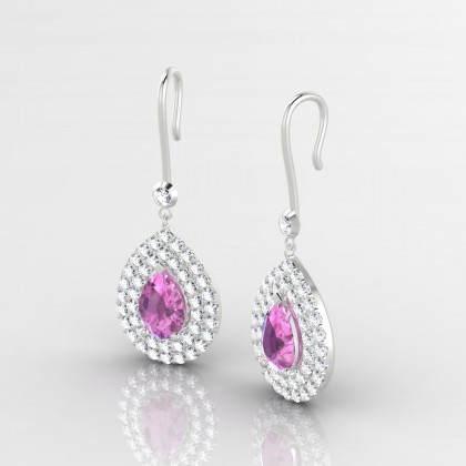 Gervaise Boucles d'oreilles Saphir rose en Or blanc 18k