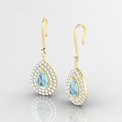 Gervaise Boucles d'oreilles Aigue-marine en Or jaune 18k