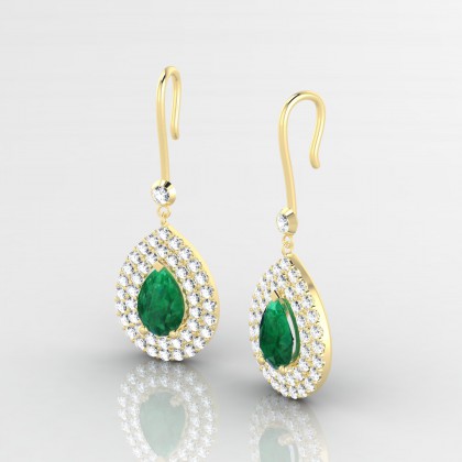 Gervaise Boucles d'oreilles Emeraude en Or jaune 18k