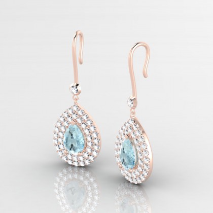 Gervaise Boucles d'oreilles Aigue-marine en Or rose 18k
