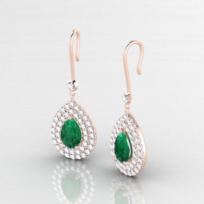 Gervaise Boucles d'oreilles Emeraude en Or rose 18k