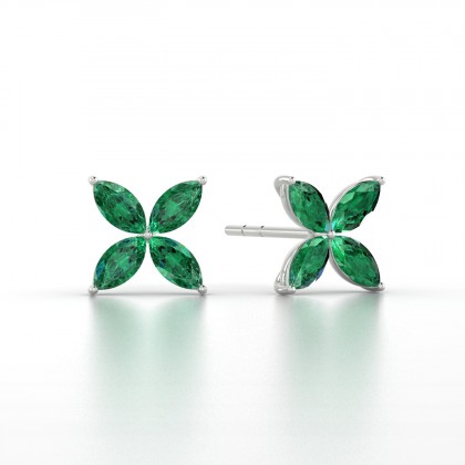 Gigi Boucles d'oreilles Marquises Emeraude 0,80 carat en Argent 925