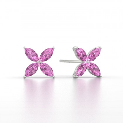 Gigi Boucles d'oreilles Marquises Saphir rose 0,88 carat en Argent 925